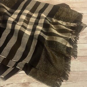 Fraas Black and Gold Checkered Scarf